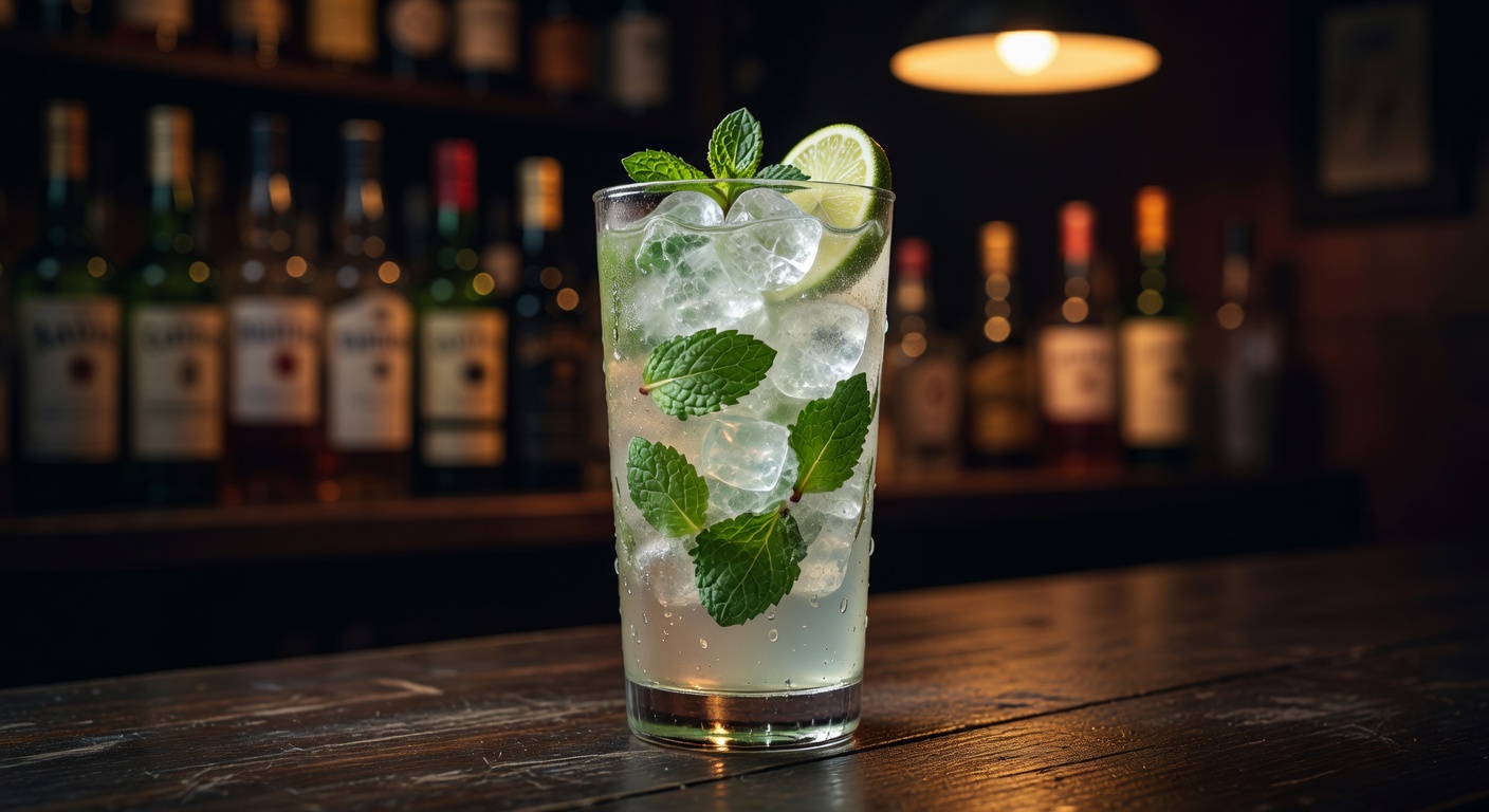 Mojito mit Crushed Ice und Minze